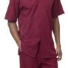 Men's 2 Piece Walking Suit Summer Short Sleeves In Burgundy