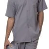 Men's 2 Piece Walking Suit Summer Short Sleeves In Gray
