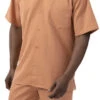 Men's 2 Piece Walking Suit Summer Short Sleeves In Apricot