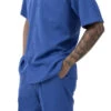 Men's 2 Piece Walking Suit Summer Short Sleeves In Royal Blue
