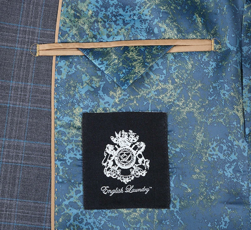 English Laundry 2-Piece Gray Plaid Wool Blend Slim Fit Dress Suit 8 English Laundry 2-Piece Gray Plaid Wool Blend Slim Fit Dress Suit - Image 8