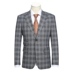 English Laundry Slim Fit Dimgray With White Check Suit -Outlet Suit Refined Store 72 60 001 1