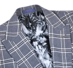 English Laundry Slim Fit Dimgray With White Check Suit -Outlet Suit Refined Store 72 60 001 4