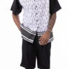Black Abstract Design Walking Suit 2 Piece Short Sleeve Set With Shorts