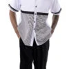 Black Houndstooth Color Block Walking Suit 2 Piece Short Sleeve Set With Shorts