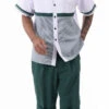 Emerald Green Houndstooth Color Block Walking Suit 2 Piece Short Sleeve Set With Shorts