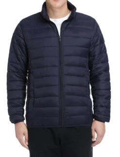 Men's Quilted Puffer Jacket In Navy