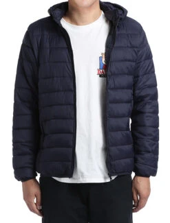 Men's Quilted Puffer Jacket With Detachable Hood In Navy 6 Men's Quilted Puffer Jacket With Detachable Hood In Navy -Outlet Suit Refined Store 819 Navy 1 S