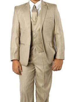 (18H) Classic Boy Suit 5 Piece Set Beige