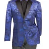 Royal Blue Modern Fit Velvet Jacket Metallic Design