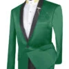 (S) Green Slim Fit Blazer Stretch Sateen 1 Button With Narrow Shawl Lapel