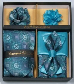 Peacock Blue Men's Accessory Collection Box 6 Pieces Set