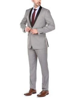 Gray 2 Piece Tuxedo Shawl Lapel Slim Fit -Outlet Suit Refined Store C00A6320s