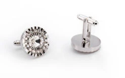 Crystal Round Men's Cuff Links Accessory Box