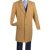 Wool & Cashmere Regular Fit Top Coat 38" Long In Camel