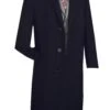 Milan Collection - Wool And Cashmere Regular Fit Dress Top Coat 48" Long In Black