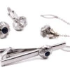 Navy And Silver Crystal Men's Accessory Box 4 Piece Collection Set