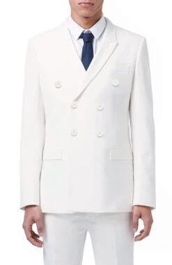 Ramses Collection - Double Breasted Suit 2 Piece Regular Fit In White