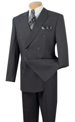 Ramses Collection - Double Breasted Suit 2 Piece Regular Fit In Dark Heather Gray
