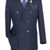 Alexander Collection - Navy Double Breasted 2 Piece Suit Regular Fit Tone On Tone Windowpane