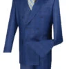 Alexander Collection - Blue Double Breasted 2 Piece Suit Regular Fit Glen Plaid