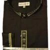 Men's Banded Collar Embroidered Shirt In Black/Gold