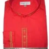 Men's Banded Collar Embroidered Shirt In Red/Gold