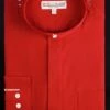 Basic Banded Collar Dress Shirt In Red