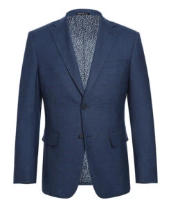 English Laundry Blue Checked Slim Fit Suit Wool Blend