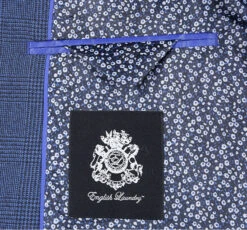 English Laundry Blue Checked Slim Fit Suit Wool Blend 16 English Laundry Blue Checked Slim Fit Suit Wool Blend -Outlet Suit Refined Store EL52 50 095 6