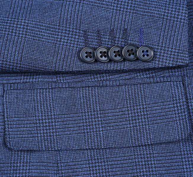 English Laundry Blue Checked Slim Fit Suit Wool Blend 8 English Laundry Blue Checked Slim Fit Suit Wool Blend - Image 8