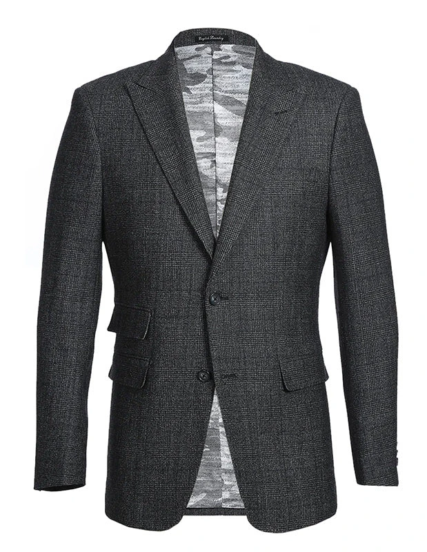 English Laundry Charcoal Checked Slim Fit Suit 100% Wool 1 English Laundry Charcoal Checked Slim Fit Suit 100% Wool