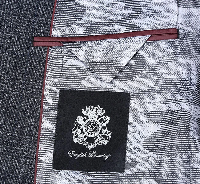 English Laundry Charcoal Checked Slim Fit Suit 100% Wool 7 English Laundry Charcoal Checked Slim Fit Suit 100% Wool - Image 7