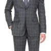 English Laundry 2-Piece Gray Plaid Wool Blend Slim Fit Dress Suit