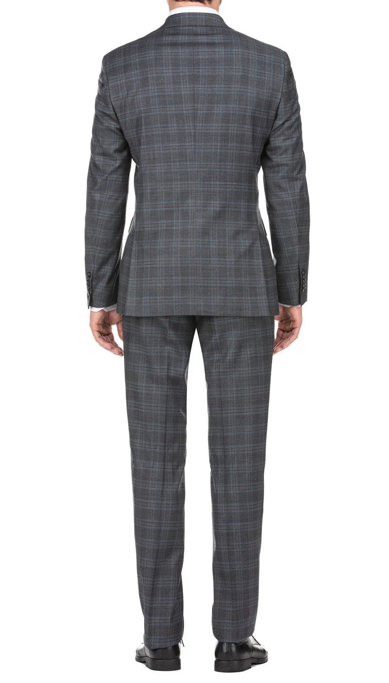 English Laundry 2-Piece Gray Plaid Wool Blend Slim Fit Dress Suit 3 English Laundry 2-Piece Gray Plaid Wool Blend Slim Fit Dress Suit - Image 3