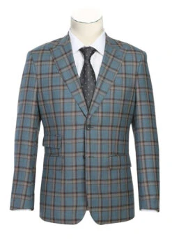 English Laundry 2-Piece Light Gray With Bronze Stereoscopic-Grid Suit Wool Blend