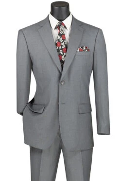 Nola Collection - Medium Gray Regular Fit 2 Piece Suit Flat Front Pants With 2″ Elastic Waist Band