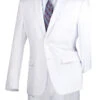 Nola Collection - White Regular Fit 2 Piece Suit Flat Front Pants With 2″ Elastic Waist Band
