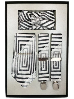 Black And Silver Men's Accessory Collection Box 4 Piece Set