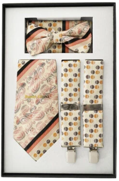 Brown Polka Dot Men's Accessory Collection Box 4 Piece Set