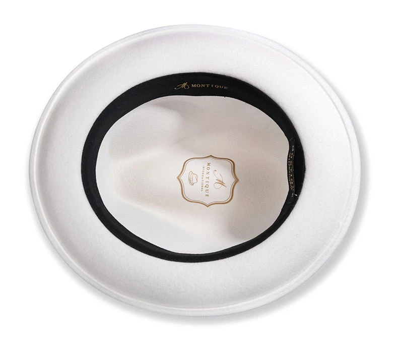 Men's White Wool Felt Fedora Hat Snap Brim Crushable 2 Men's White Wool Felt Fedora Hat Snap Brim Crushable - Image 2