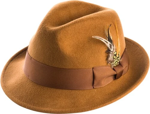 Men's Bronze Wool Felt Fedora Hat Snap Brim Crushable 1 Men's Bronze Wool Felt Fedora Hat Snap Brim Crushable