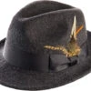 Men's Charcoal Wool Felt Fedora Hat Snap Brim Crushable