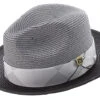 Braided Two Tone Stingy Brim Pinch Fedora Hat In Black