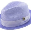 Braided Two Tone Stingy Brim Pinch Fedora Hat In Lavender