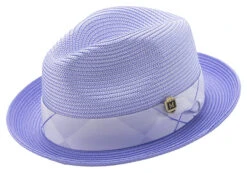 Braided Two Tone Stingy Brim Pinch Fedora Hat In Lavender