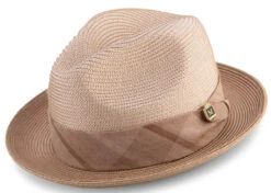 Taupe Braided Two Tone Snap Brim Pinch Hat