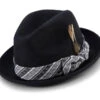 Black 2" Brim Matching Ribbon Wool Felt Fedora Hat