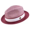 Men's Braided Two Tone Pinch Fedora Hat In Burgundy