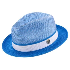 Men's Braided Two Tone Pinch Fedora Hat In Cobalt